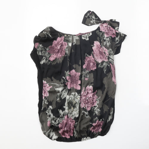 Amphora Womens Black Polyester Basic Blouse Size 10 Scoop Neck