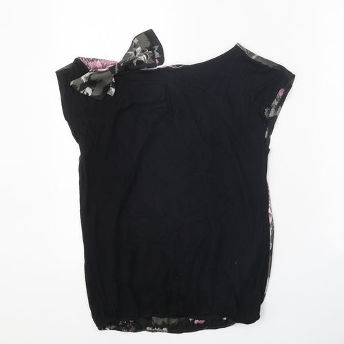 Amphora Womens Black Polyester Basic Blouse Size 10 Scoop Neck