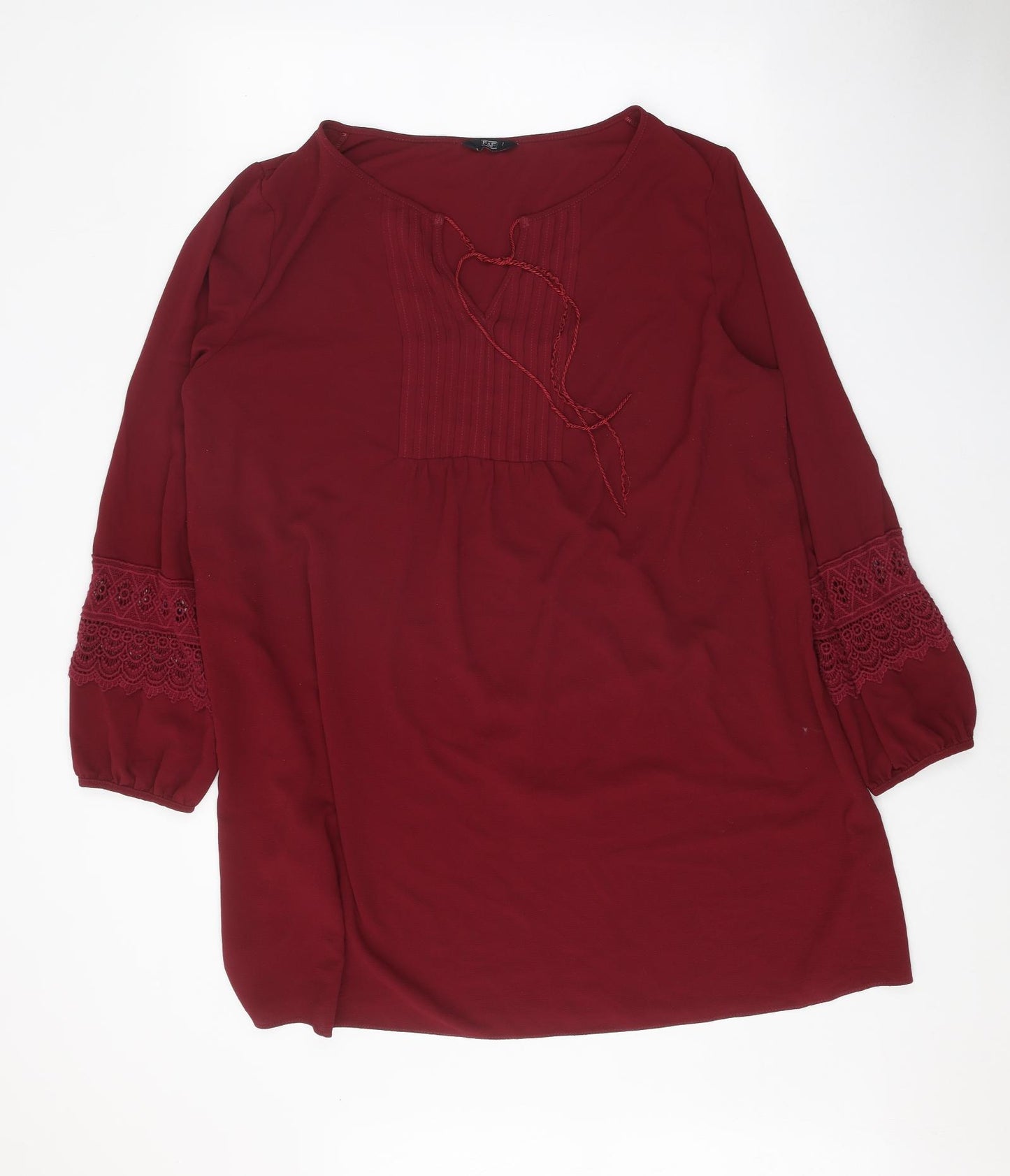 F&F Womens Red Polyester Basic Blouse Size 22 V-Neck