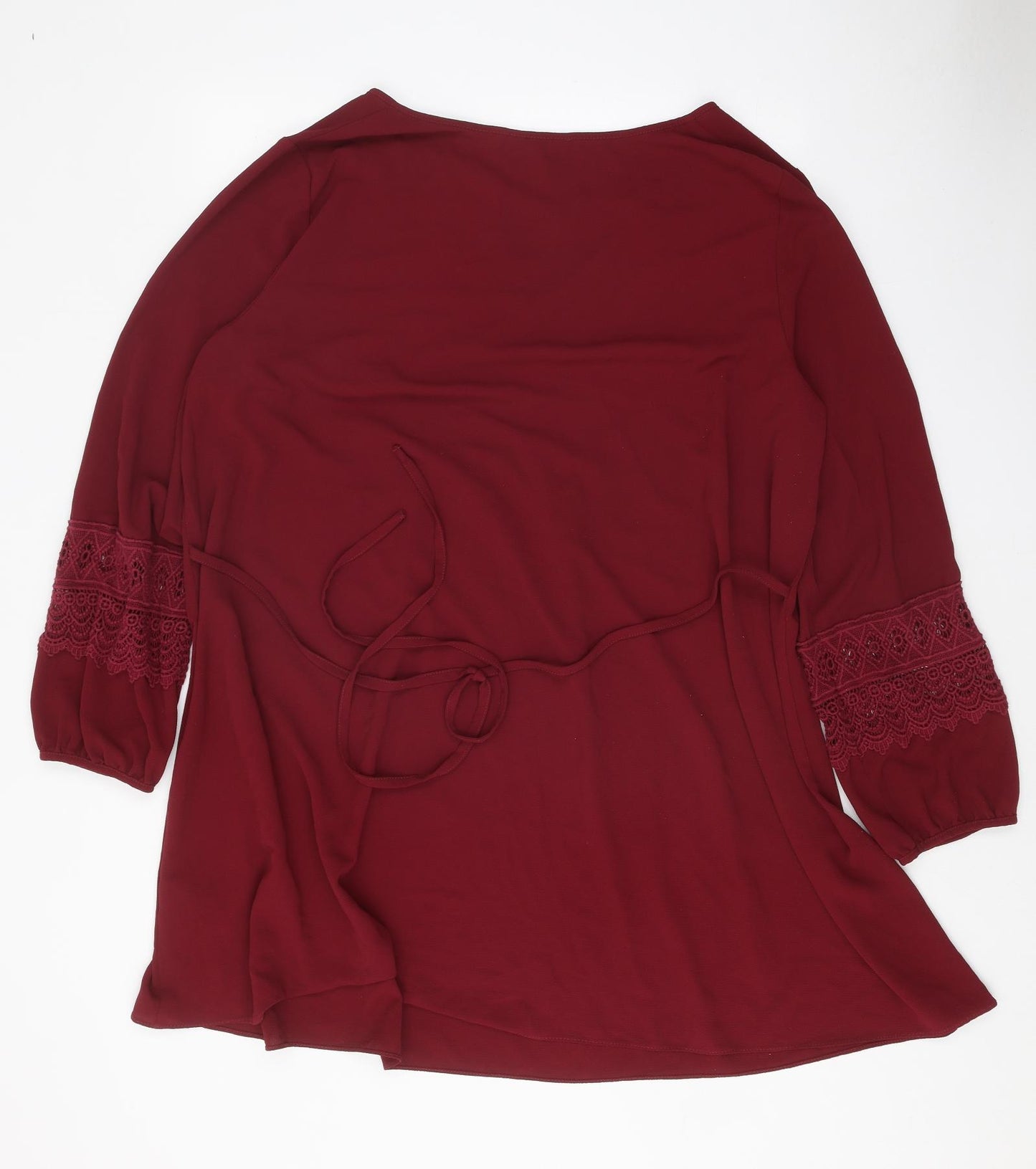 F&F Womens Red Polyester Basic Blouse Size 22 V-Neck
