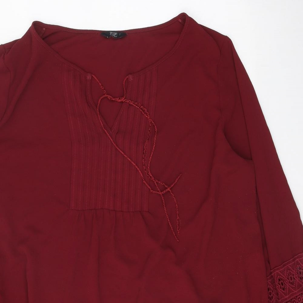 F&F Womens Red Polyester Basic Blouse Size 22 V-Neck