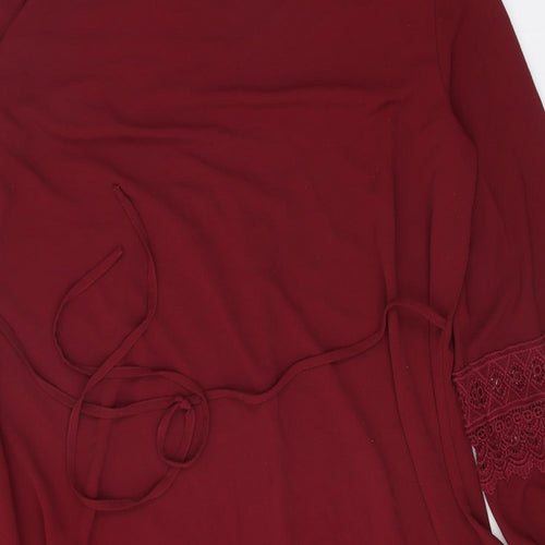 F&F Womens Red Polyester Basic Blouse Size 22 V-Neck