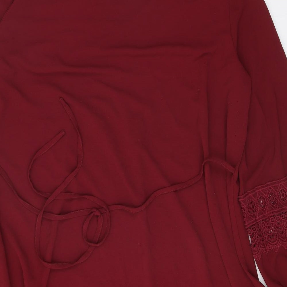 F&F Womens Red Polyester Basic Blouse Size 22 V-Neck