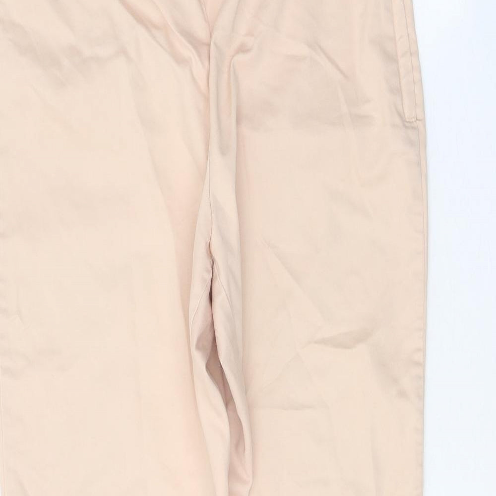 H&M Womens Beige Cotton Chino Trousers Size 12 Regular Zip