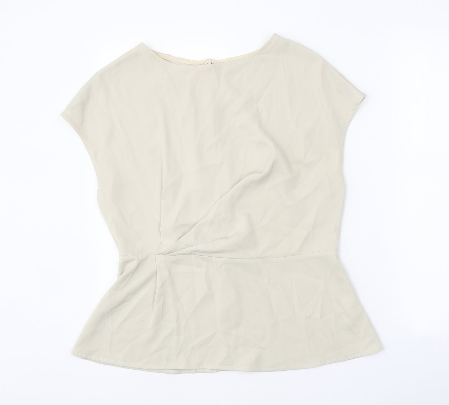 MOTF Womens Beige Polyester Basic Blouse Size L Round Neck