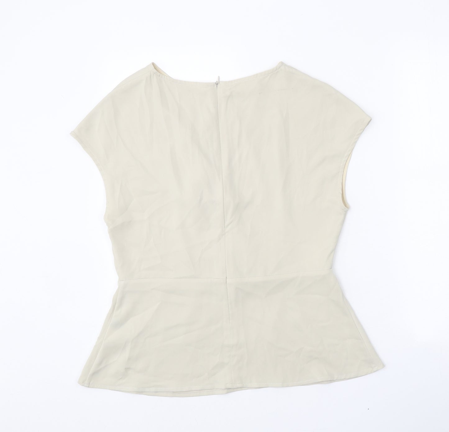 MOTF Womens Beige Polyester Basic Blouse Size L Round Neck