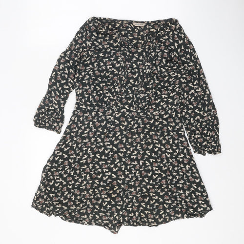 Indigo Womens Grey Geometric Modal A-Line Size 10 Boat Neck Pullover - Squirrel Print