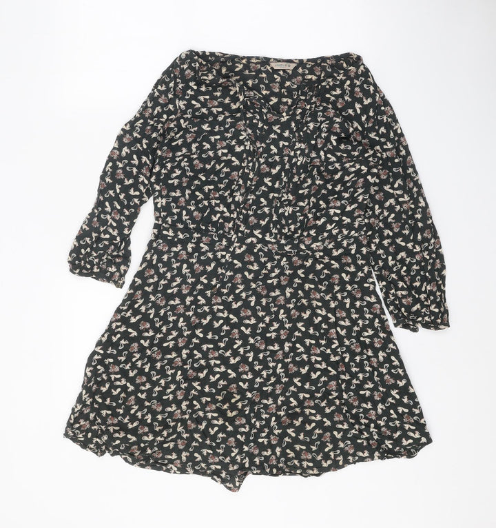 Indigo Womens Grey Geometric Modal A-Line Size 10 Boat Neck Pullover - Squirrel Print