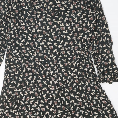 Indigo Womens Grey Geometric Modal A-Line Size 10 Boat Neck Pullover - Squirrel Print