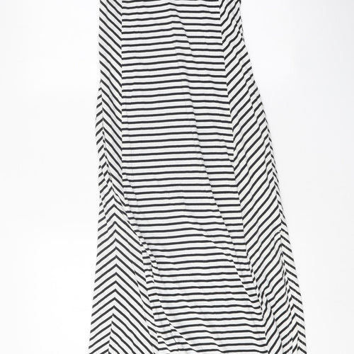 ESMARA Womens White Striped Polyester Maxi Size XS Scoop Neck Pullover