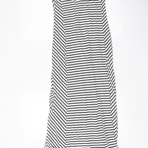 ESMARA Womens White Striped Polyester Maxi Size XS Scoop Neck Pullover