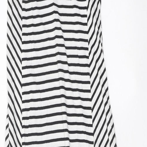 ESMARA Womens White Striped Polyester Maxi Size XS Scoop Neck Pullover