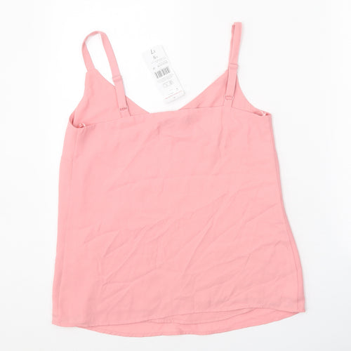 F&F Womens Pink Polyester Basic Tank Size 6 V-Neck