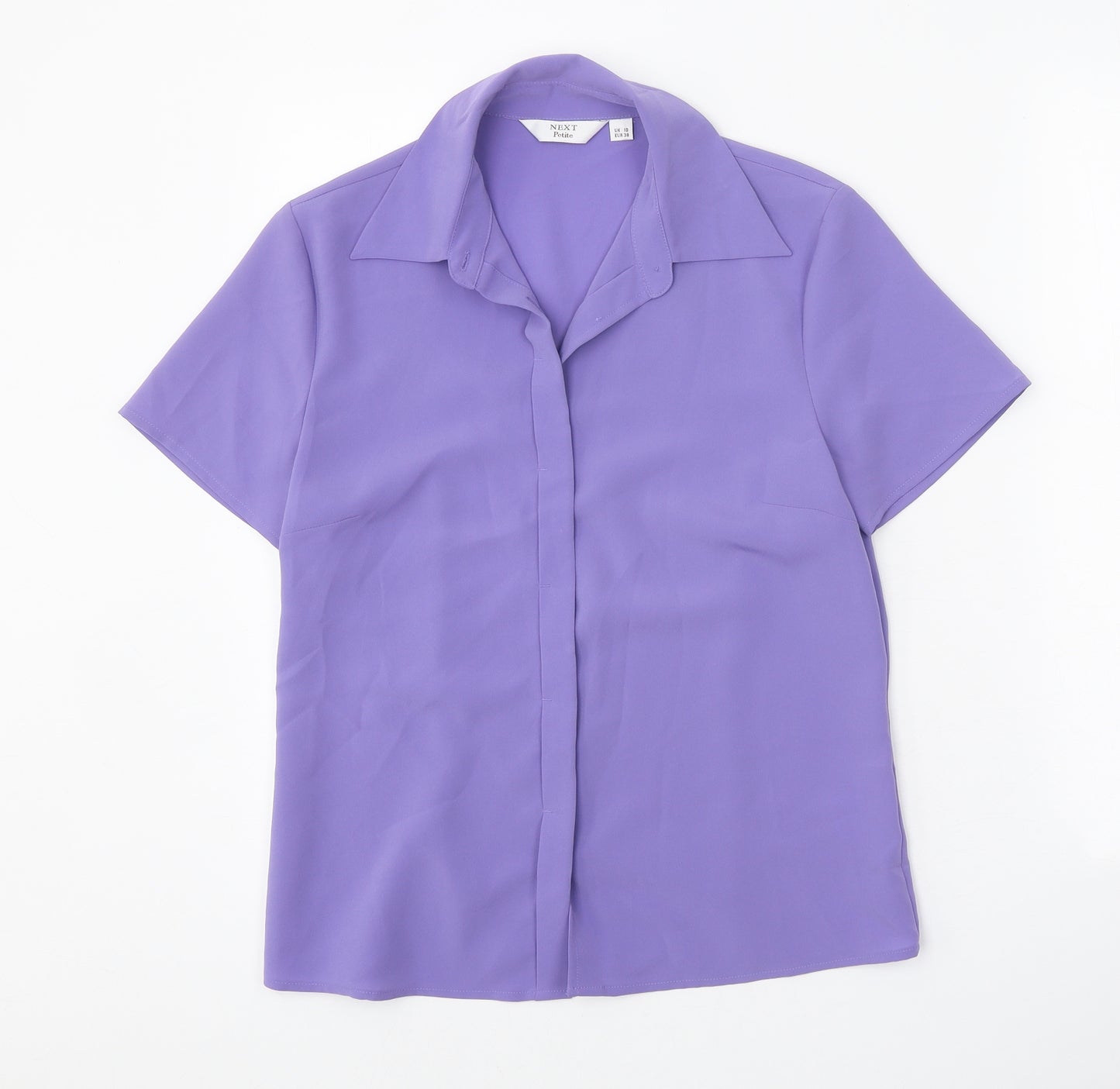 NEXT Womens Purple Polyester Basic Button-Up Size 10 Collared