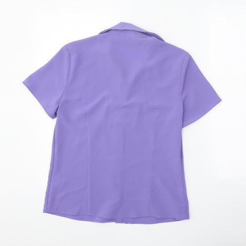NEXT Womens Purple Polyester Basic Button-Up Size 10 Collared