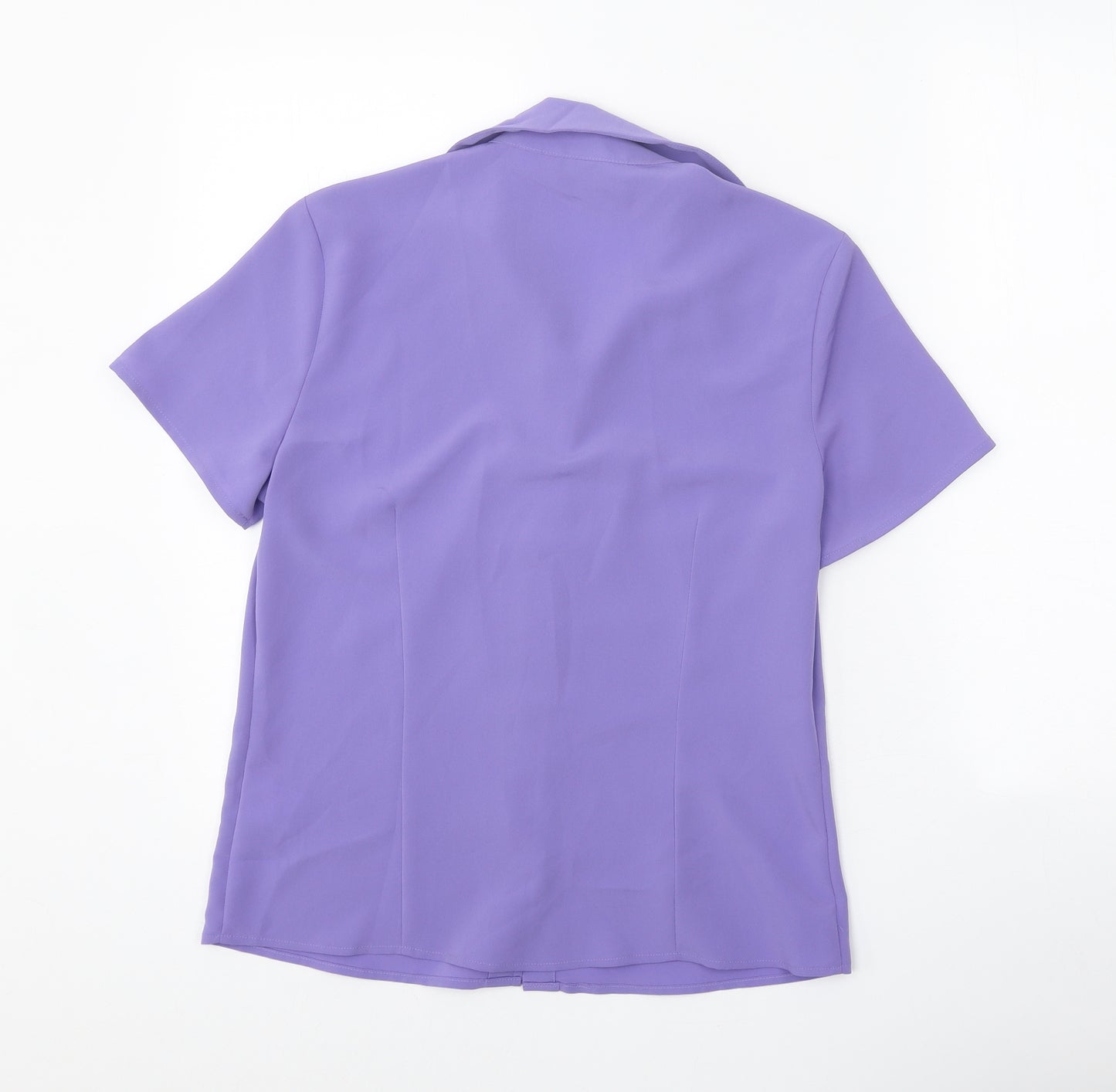 NEXT Womens Purple Polyester Basic Button-Up Size 10 Collared