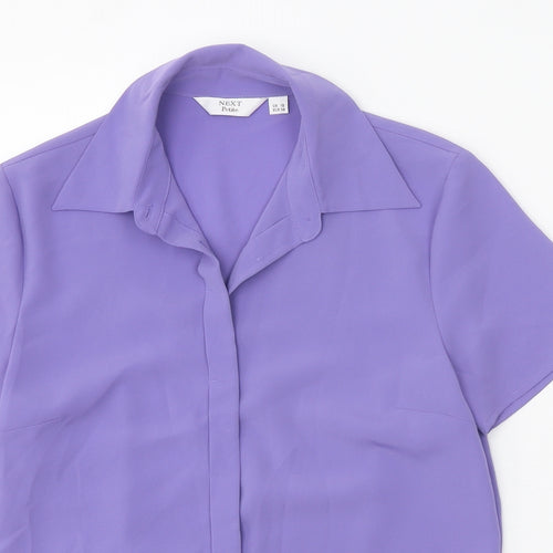 NEXT Womens Purple Polyester Basic Button-Up Size 10 Collared