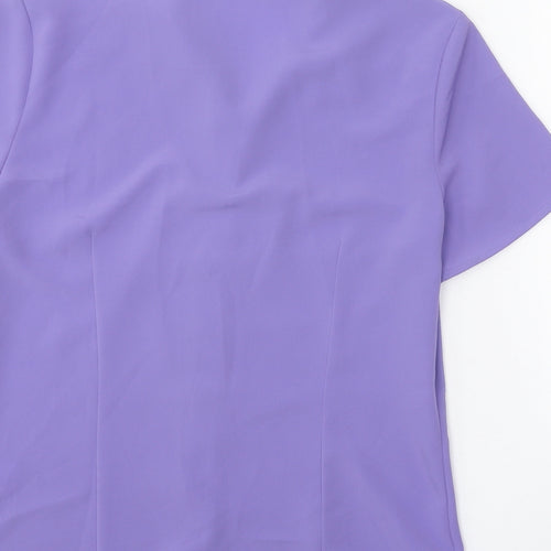 NEXT Womens Purple Polyester Basic Button-Up Size 10 Collared