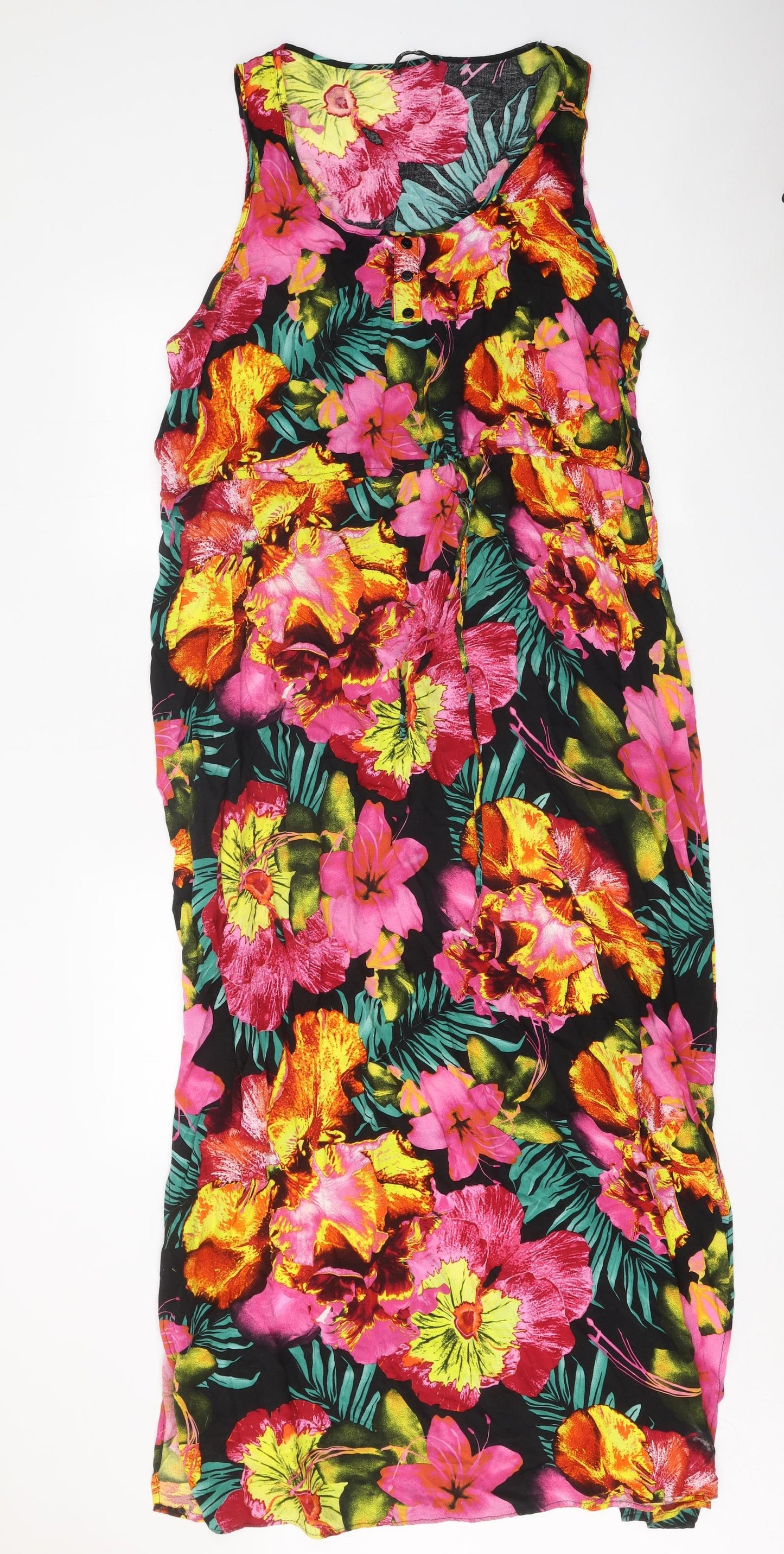 George Womens Multicoloured Floral Viscose Maxi Size 20 Scoop Neck Drawstring