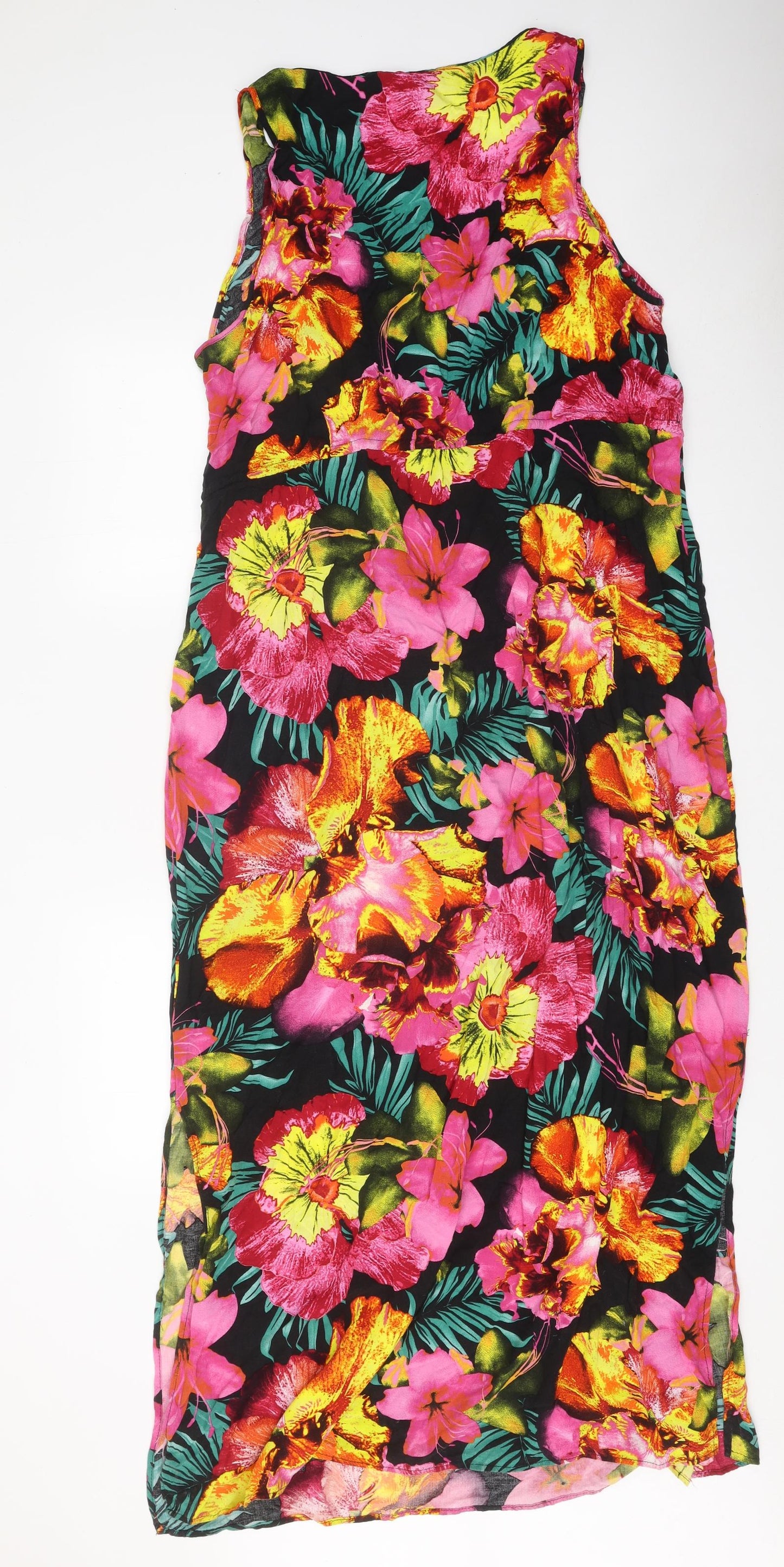 George Womens Multicoloured Floral Viscose Maxi Size 20 Scoop Neck Drawstring