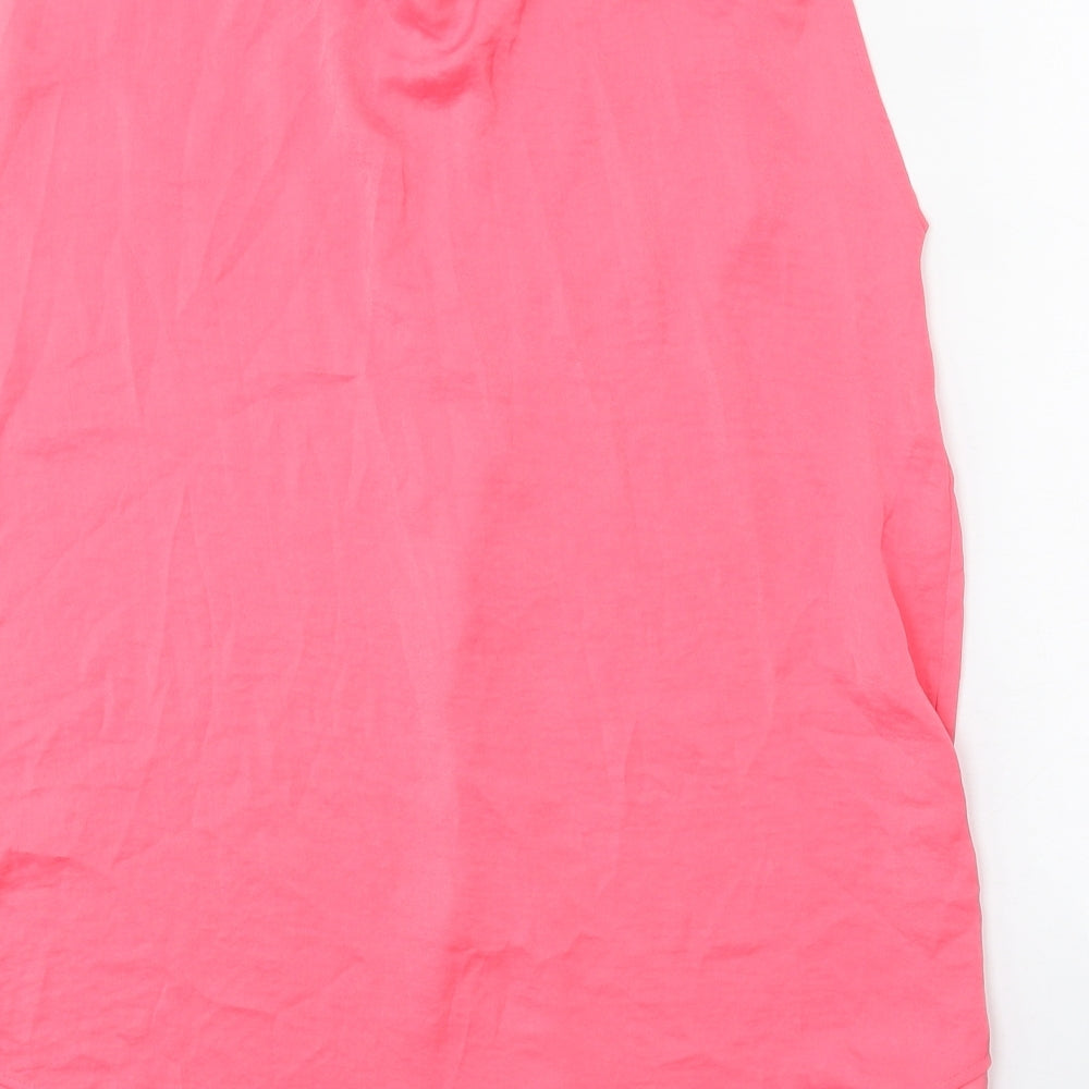 Marks and Spencer Womens Pink Polyester Basic Blouse Size 6 V-Neck