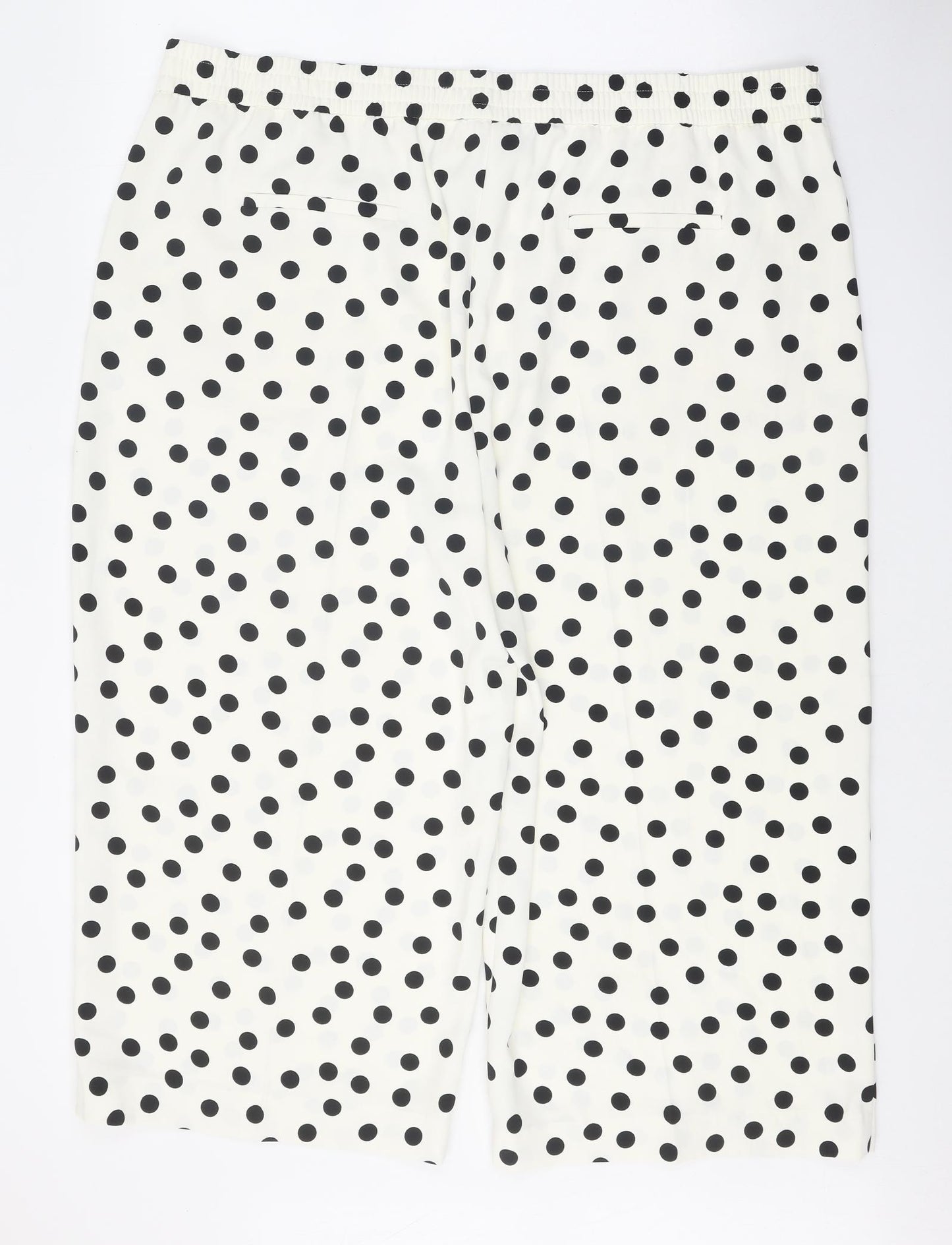 Marks and Spencer Womens White Polka Dot Polyester Trousers Size 24 Regular Drawstring
