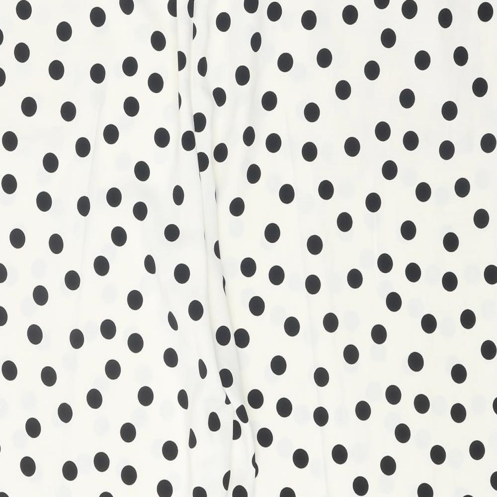 Marks and Spencer Womens White Polka Dot Polyester Trousers Size 24 Regular Drawstring