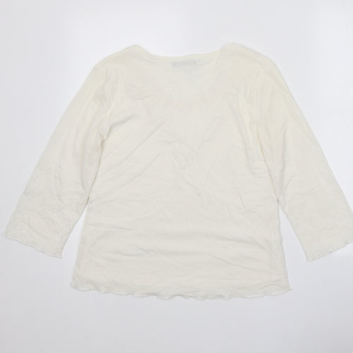 Dolly Womens White Polyester Basic T-Shirt Size M Round Neck