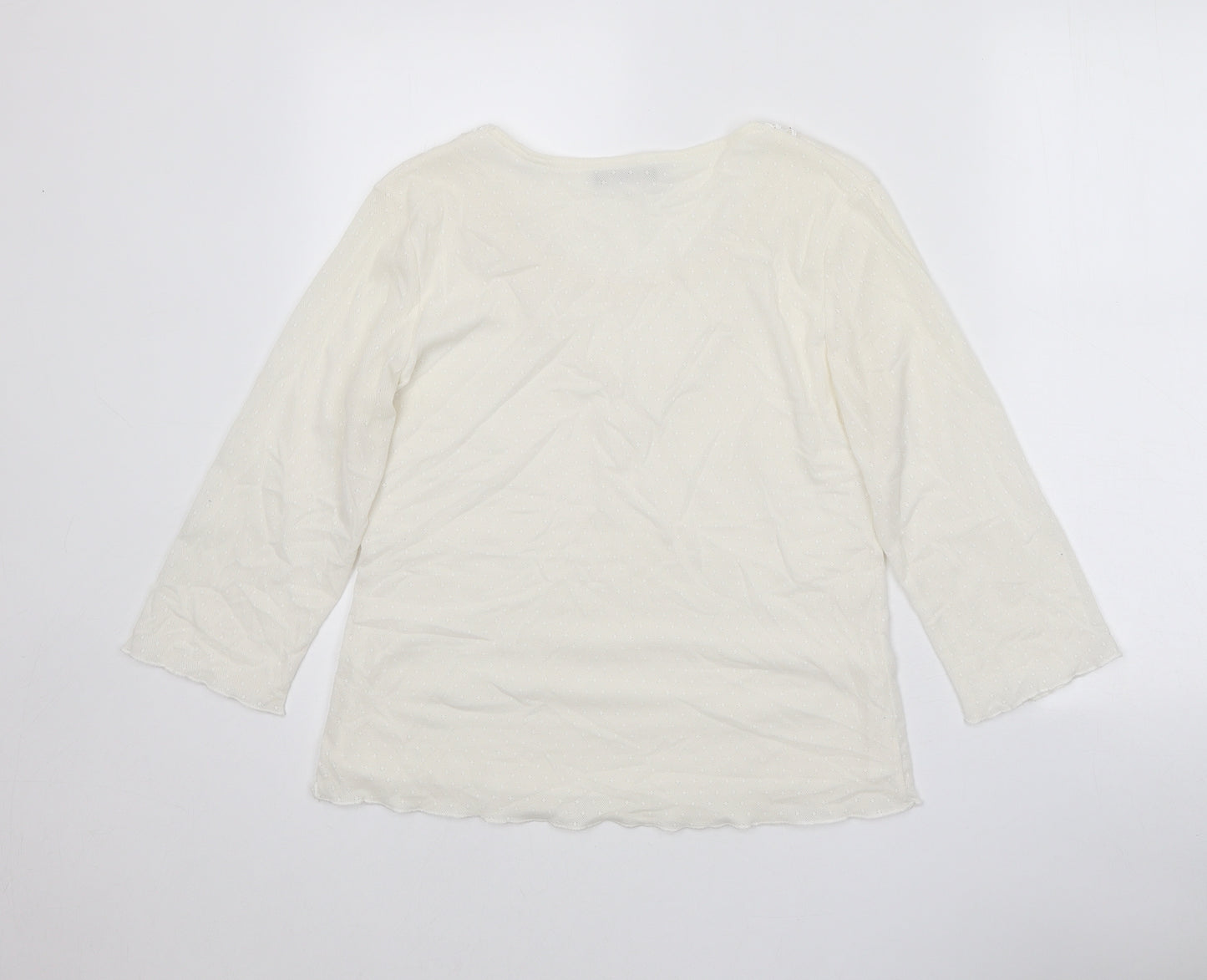 Dolly Womens White Polyester Basic T-Shirt Size M Round Neck