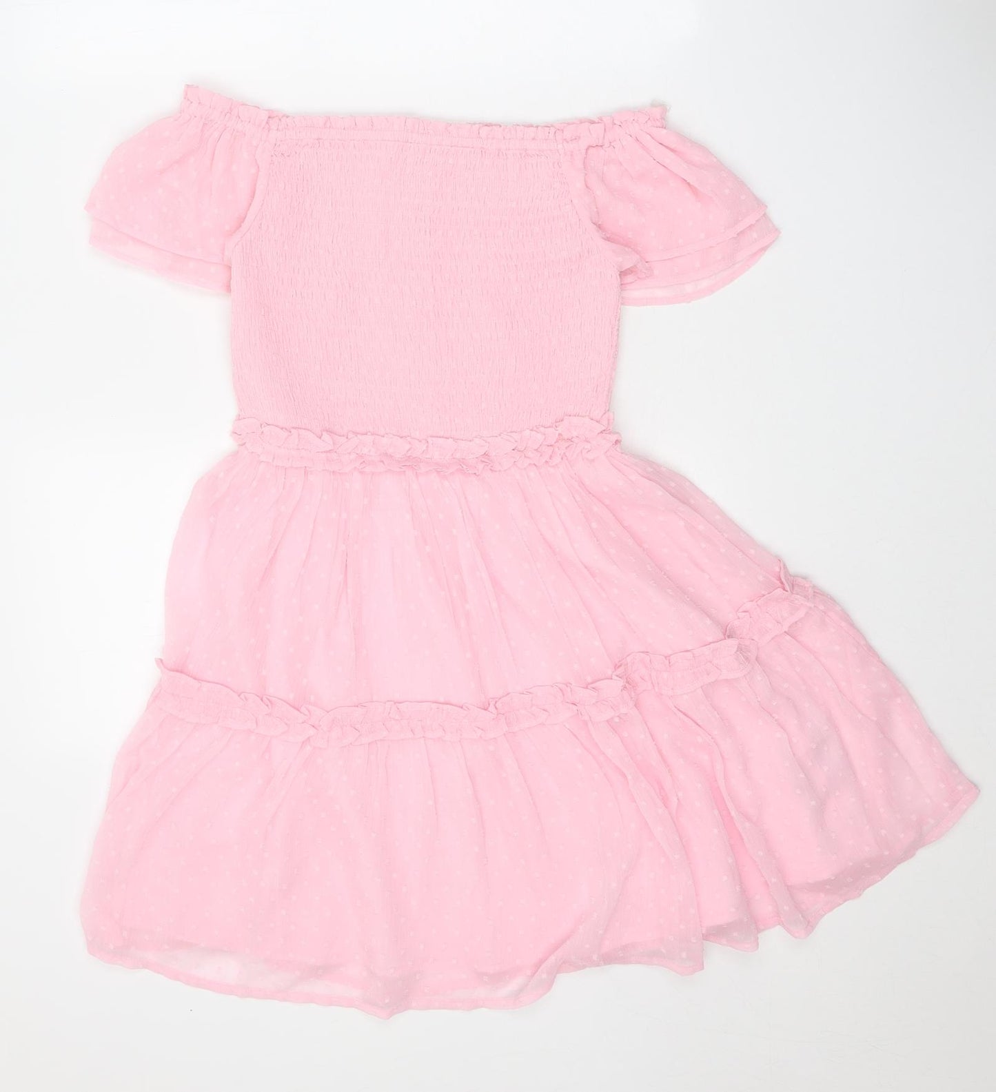 Marks and Spencer Girls Pink Polyester A-Line Size 11-12 Years Off the Shoulder Pullover