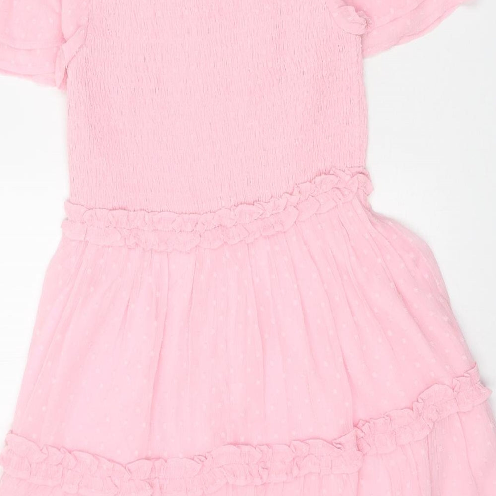 Marks and Spencer Girls Pink Polyester A-Line Size 11-12 Years Off the Shoulder Pullover