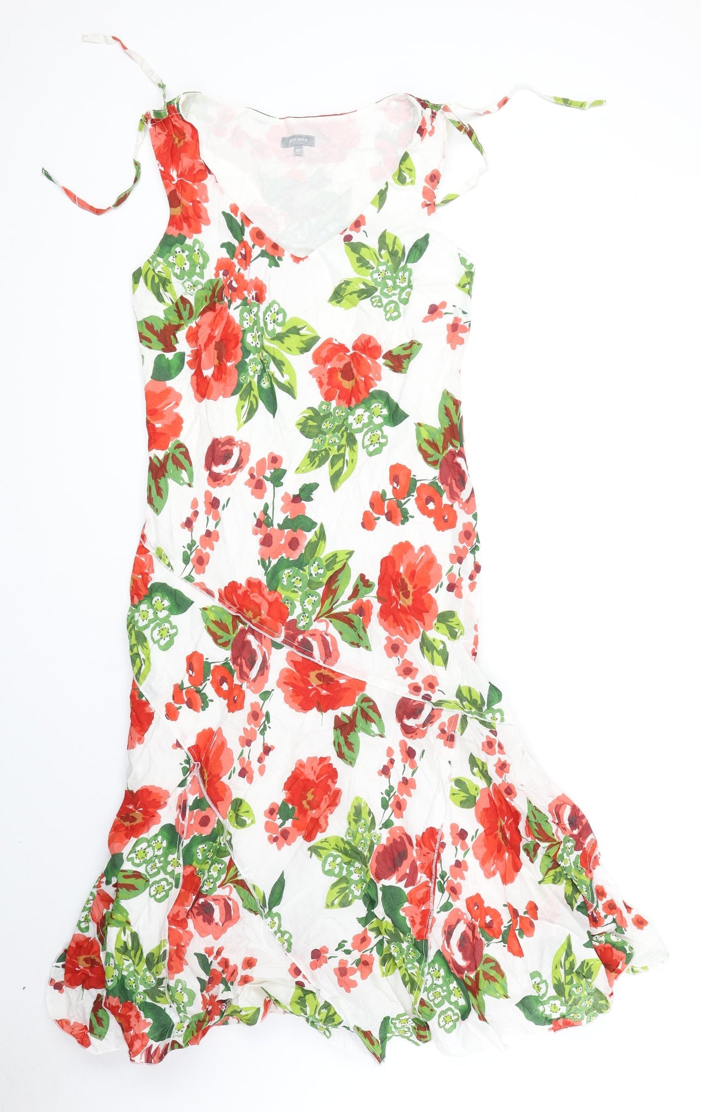 Per Una Womens Red Floral 100% Cotton A-Line Size 8 V-Neck Pullover