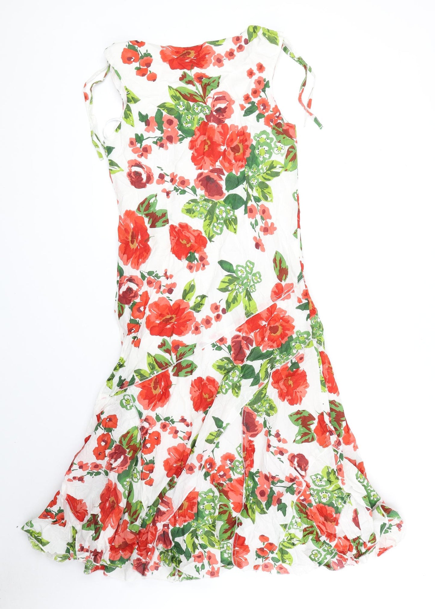 Per Una Womens Red Floral 100% Cotton A-Line Size 8 V-Neck Pullover