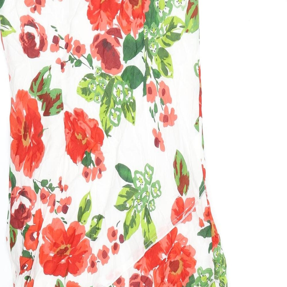 Per Una Womens Red Floral 100% Cotton A-Line Size 8 V-Neck Pullover