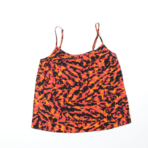 Miss Selfridge Womens Orange Geometric Polyester Camisole Tank Size 8 Scoop Neck