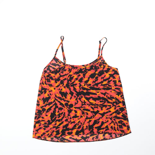 Miss Selfridge Womens Orange Geometric Polyester Camisole Tank Size 8 Scoop Neck