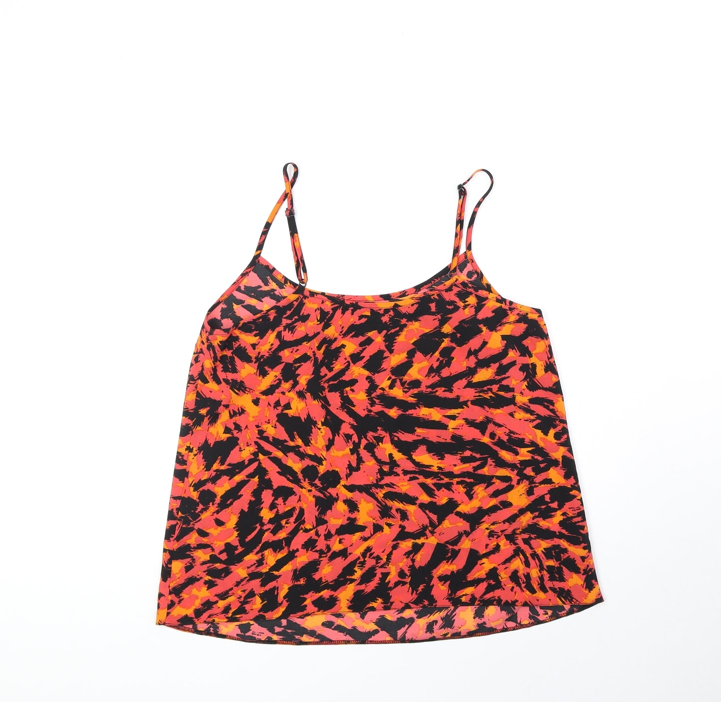 Miss Selfridge Womens Orange Geometric Polyester Camisole Tank Size 8 Scoop Neck