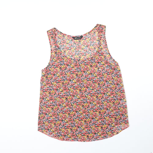 International Womens Multicoloured Floral Polyester Basic Tank Size 8 Scoop Neck