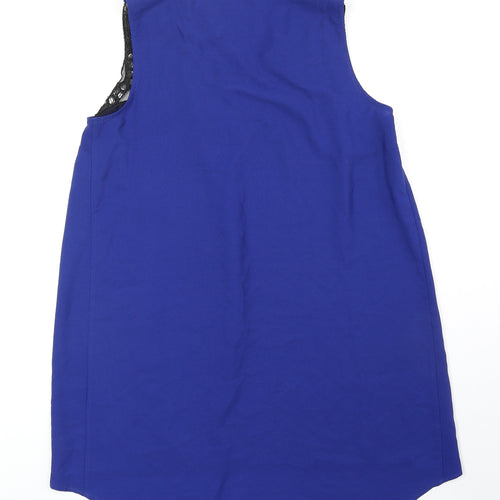 So Fabulous Womens Blue Polyester Basic Blouse Size 14 Scoop Neck