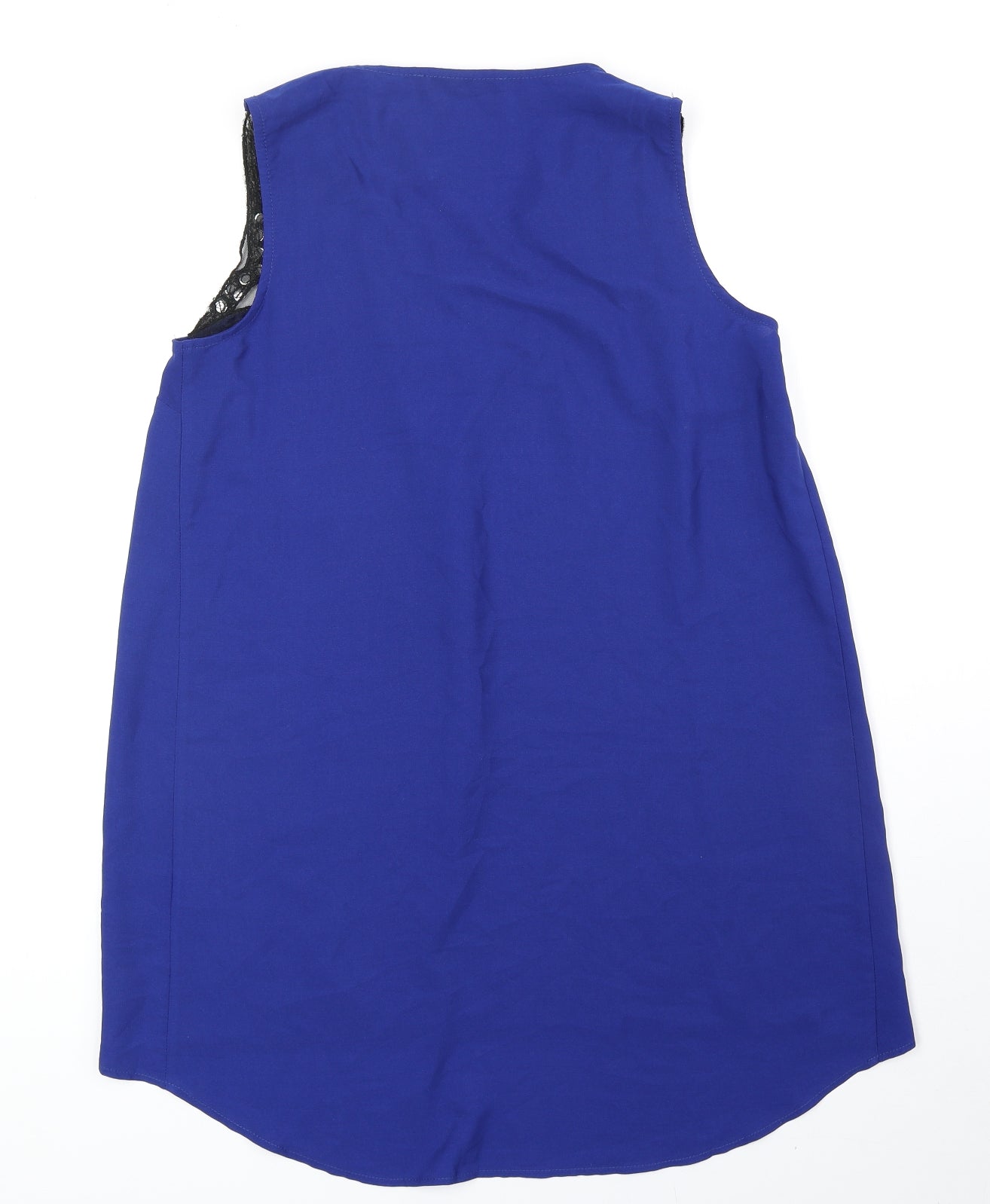 So Fabulous Womens Blue Polyester Basic Blouse Size 14 Scoop Neck