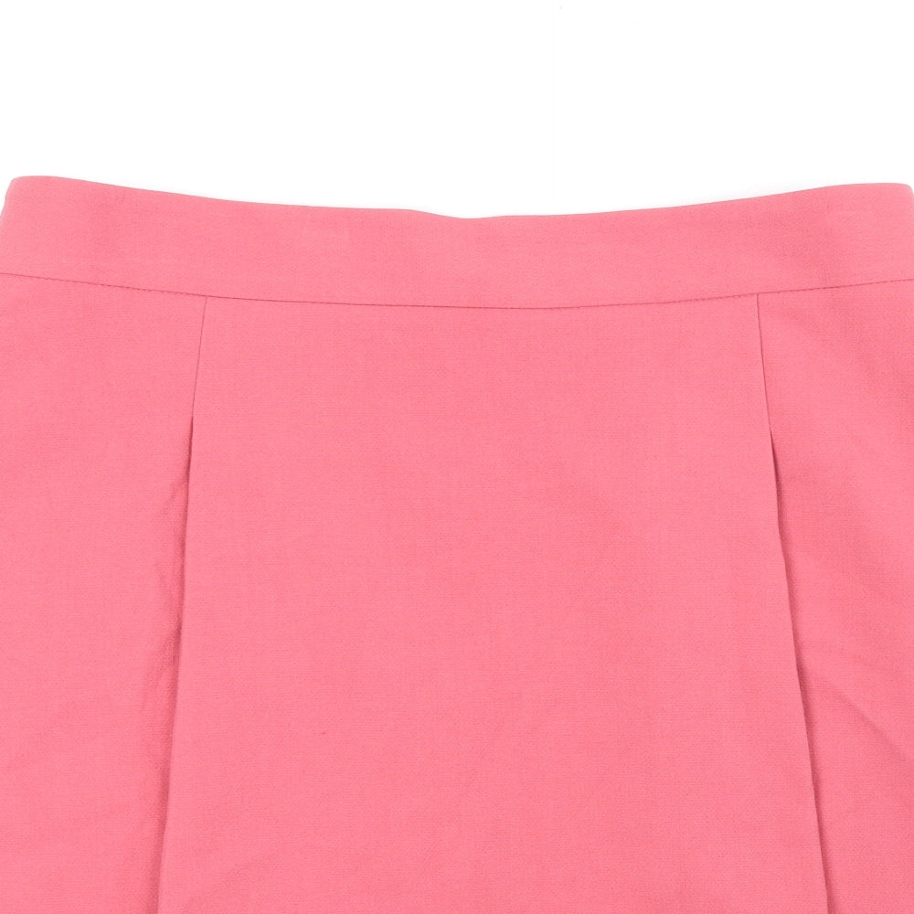 Marks and Spencer Womens Pink Polyester Mini Skirt Size 16 Zip