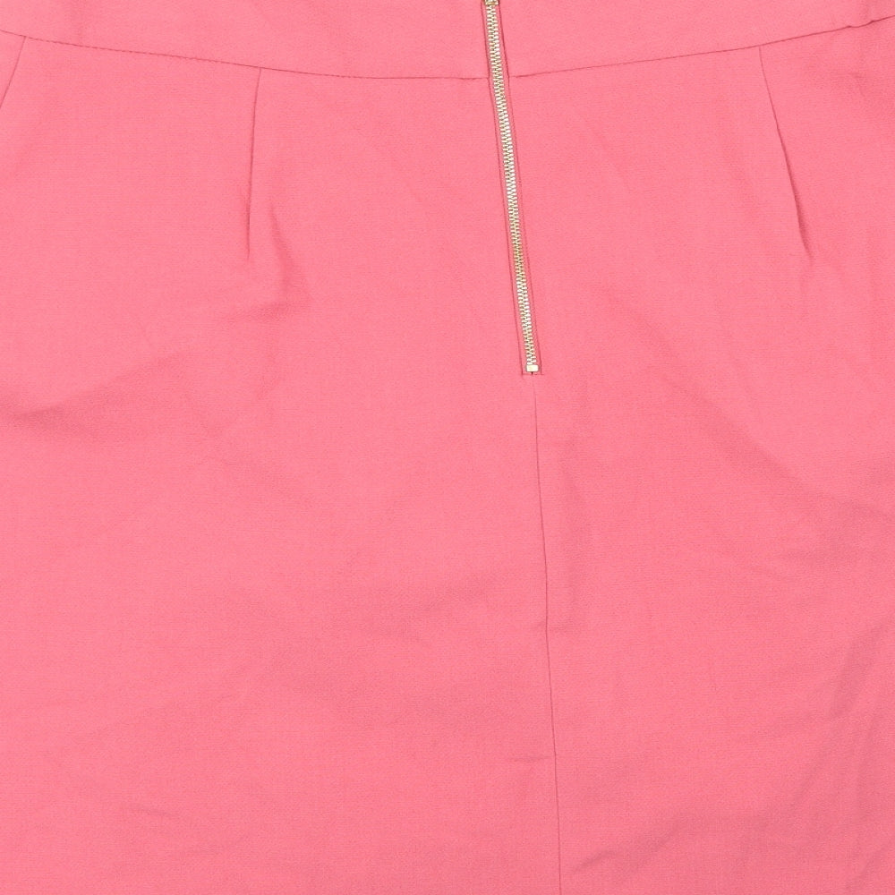 Marks and Spencer Womens Pink Polyester Mini Skirt Size 16 Zip