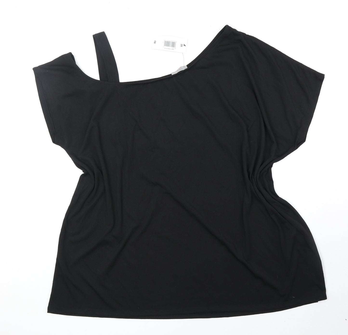 Papaya Womens Black Polyester Basic T-Shirt Size 28 Scoop Neck