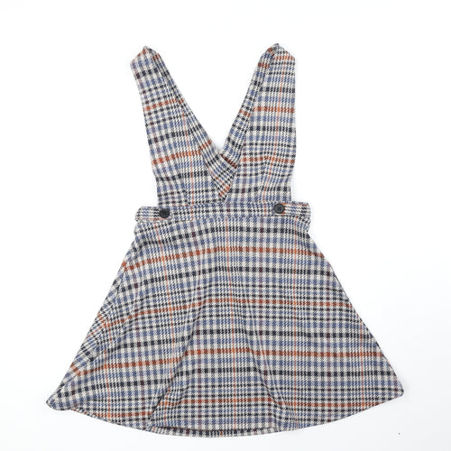 Red Herring Womens Multicoloured Geometric Polyester Pinafore/Dungaree Dress Size 8 V-Neck Button