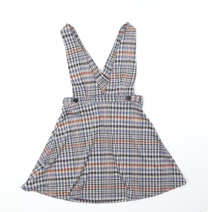 Red Herring Womens Multicoloured Geometric Polyester Pinafore/Dungaree Dress Size 8 V-Neck Button