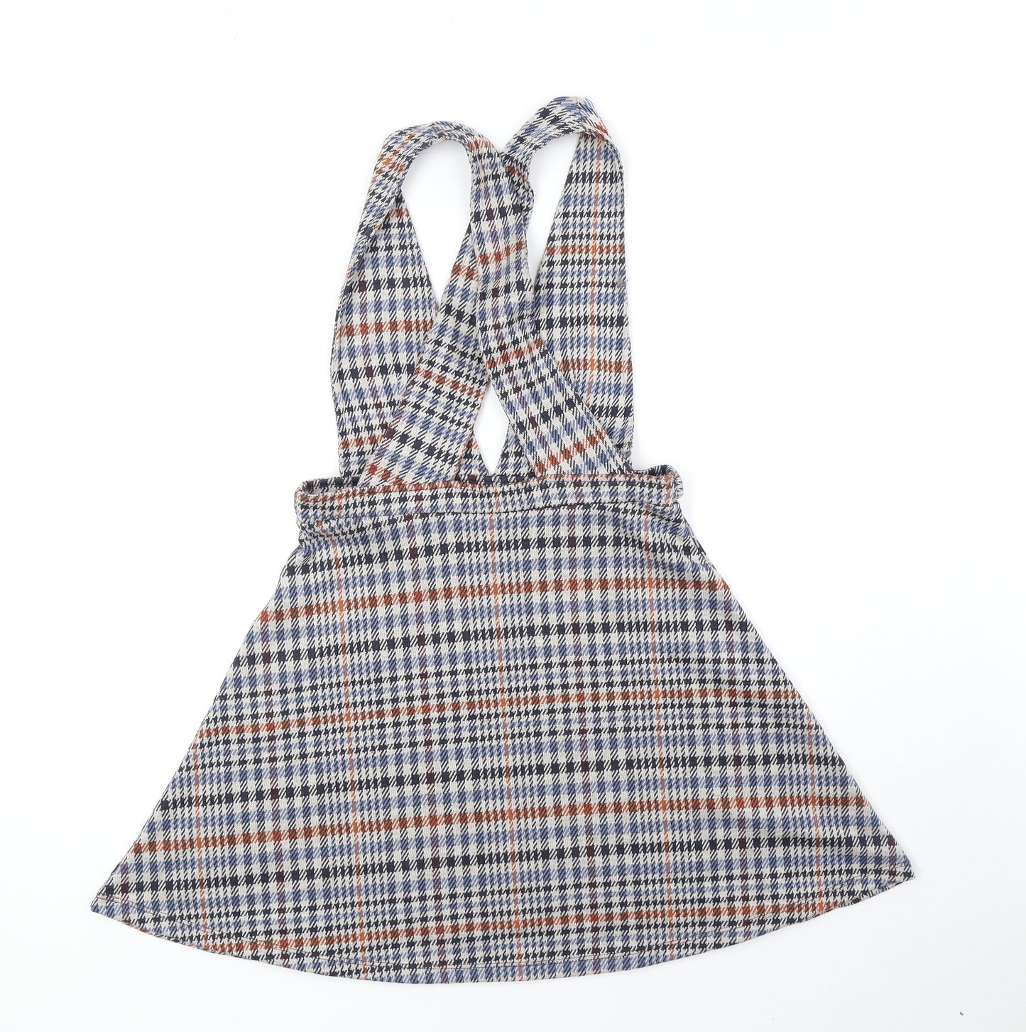 Red Herring Womens Multicoloured Geometric Polyester Pinafore/Dungaree Dress Size 8 V-Neck Button