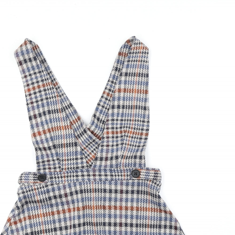 Red Herring Womens Multicoloured Geometric Polyester Pinafore/Dungaree Dress Size 8 V-Neck Button