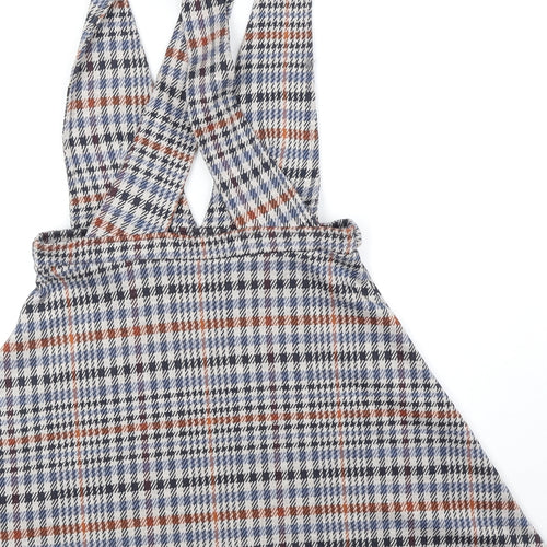 Red Herring Womens Multicoloured Geometric Polyester Pinafore/Dungaree Dress Size 8 V-Neck Button