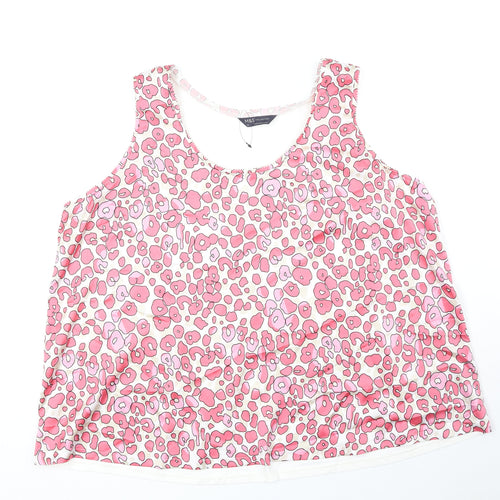Marks and Spencer Womens Pink Animal Print Polyester Basic Tank Size 20 Scoop Neck - Leopard Print