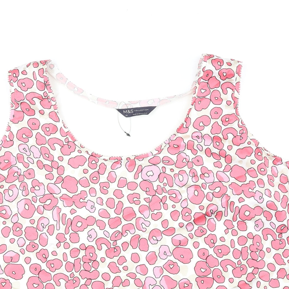 Marks and Spencer Womens Pink Animal Print Polyester Basic Tank Size 20 Scoop Neck - Leopard Print